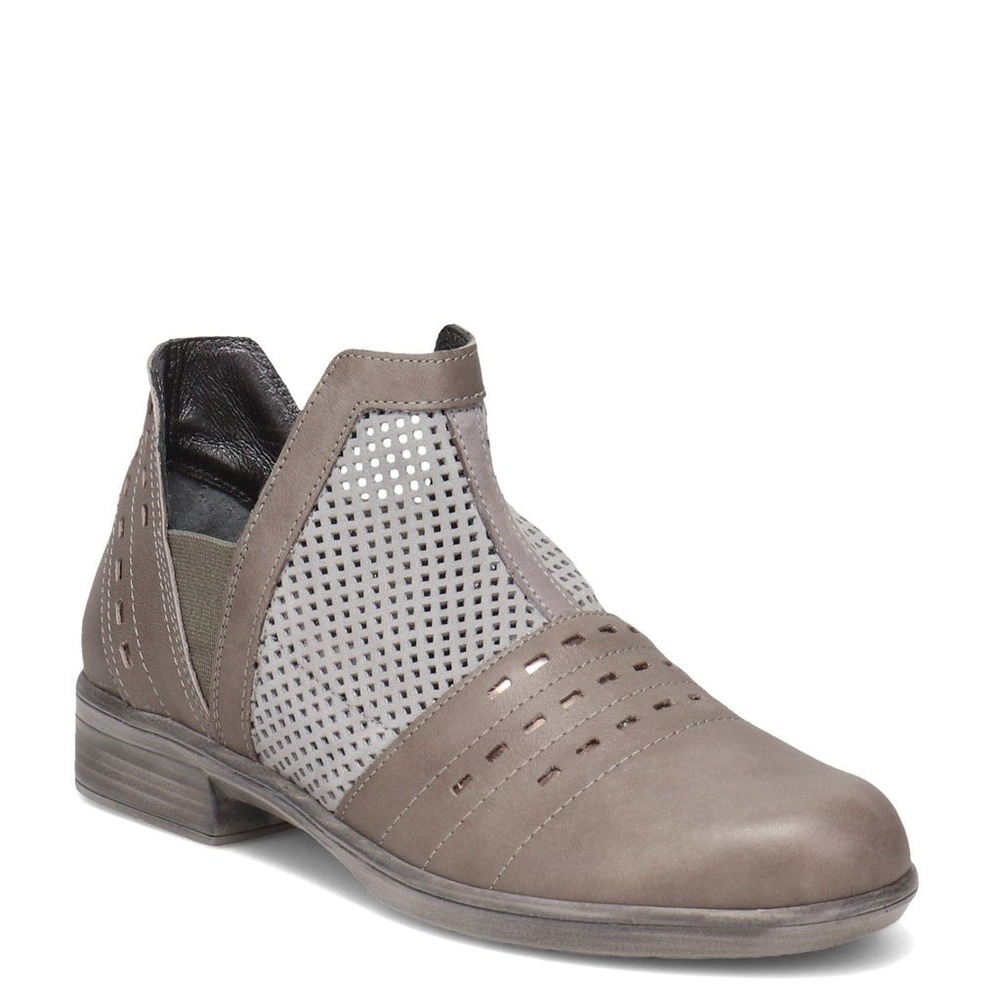 Naot Rivotra Taupe Leather Perforated Cutout Ankle Boots Size 39 Low Block‎ Heel